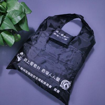 China 2021 Wholesales 210d Polyester Shopping Bag / Customized Cheap Foldable T-shirt Handled Nylon Tote Bag With Print And Customized Size for sale