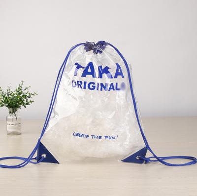 China PVC Clear Drawstring Bag Waterproof Waterproof Drawstring Backpack Customized Logo for sale