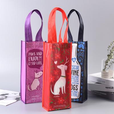 China Eco Waterproof Cheap Non Woven Grocery Bag 4 Bottle 6 Bottle Reusable Wine Shopping Nonwoven Bag for sale