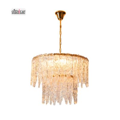 China Modern Creative Round Glass Chandelier Icicle Lights Modern LED Lighting for Hotel and Home Decor for sale