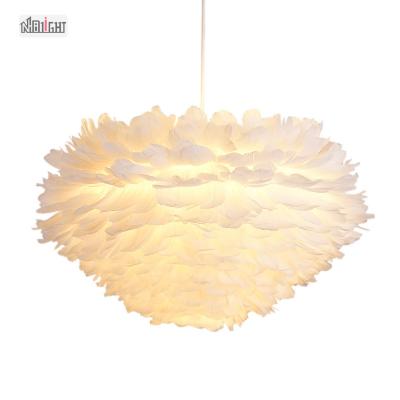 China Modern Nordic style creative art children lighting white feather chandelier for bedroom dining room for sale