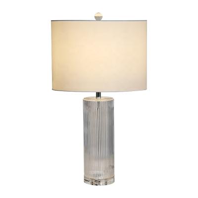 China Modern Creative High-end American Bedroom Villa Living Room Cylindrical Crystal Table Lamp for sale