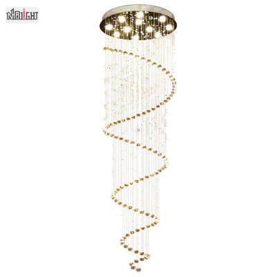 China Modern Modern LED Crystal Spiral Pendant Lamp Long Beaded Crystal Indoor Chandelier for sale