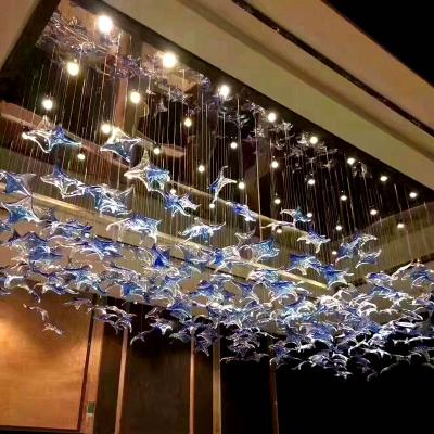 China Fashion Modern Custom Art Pendant Lamp Glass Star Type Decorative Chandelier For Hotel Lobby Corridor for sale