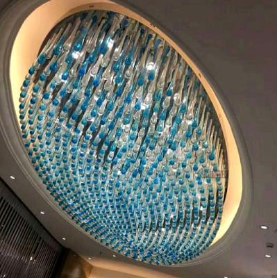 China Customized Modern Handmade Tear Drop Water Drop Glass Chandelier For Hotel Lobby Entrance Hanging Pendant Lamp for sale