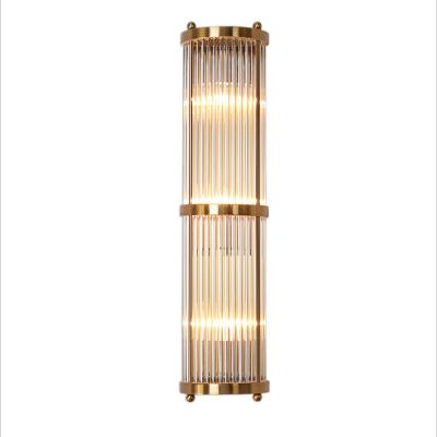 China Contemporary light weight luxury postmodern gold glass wall lamp for hotel villa lobby living room aisle corridor for sale