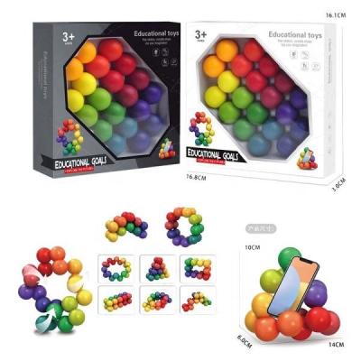 China Top Selling Rainbow Puzzle Early Educational Toy Magic Bead Finger Toy 16.8*3*16.8cm for sale