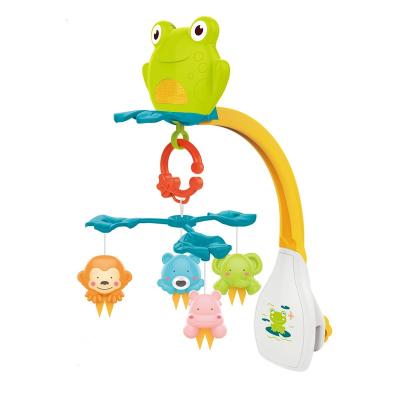 China Frog Musical Shape Sleep Projection Light Music Baby Crib Mobile Infant Crib Bell Toy for sale