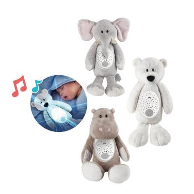 China Soft Hippo Stuffed Comfort Plush Toy With Music Baby Toy Stuffed Plush Doll Product Children Cartoon Projection Plush Toy for sale