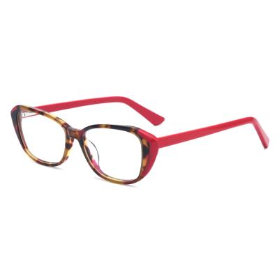 China New Design Acetate Leopard Print Red Acetate Women Optical Frames for sale