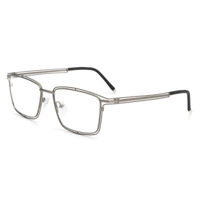 China Modern Rectangle Metal Double Rim Gray Glass Metal Men New Optical Frame for sale