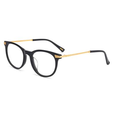 China New Fashion Acetate+metal Metal Temple Black Unisex Gold Acetate Glasses for sale