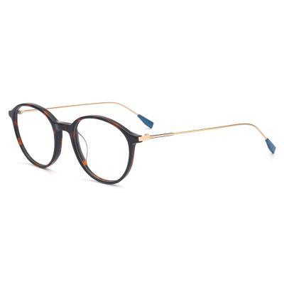 China Acetate+metal Unisex Small Temple Tortoiseshell Acetate Glass Slim Frame for sale