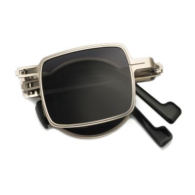 China Fashion Sunglasses Unisex Left Right Square Oval Unique Design Folding Custom Folding Sun Glasses for sale