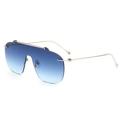 China High Quality Custom Made Rimless Blue Glass Sunglasses Unisex Nylon Flat Lenses Fashion Sun Glasses for sale