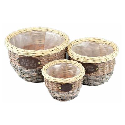 China Minimalist Yulin Jiafu Plant Basket Woven Flower Antique Wicker Round for sale