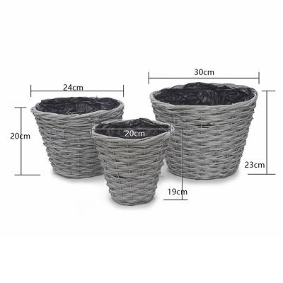 China Gray Country Yulin Jiafu Rattan Wicker Baskets Planter Pots and Planters for Plants Rattan Basket Planters for sale