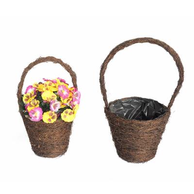 China Yulin Jiafu Country Small Bridesmaid Basket Bridesmaid Basket Wedding Rattan Planter Flower Basket Pots for sale