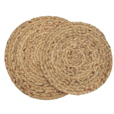 China Yulin Jiafu Sustainable Round Woven Rattan Place Mat Water Hyacinth Natural Woven Place Mats for sale