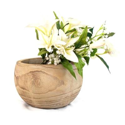 China Nordic Yulin Jiafu garden planter flower pot tree flower vase round rustic wooden paulownia wooden bowl for sale