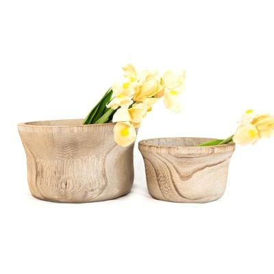 China Garden Rustic Wooden Planter Yulin Jiafu Natural Wood Finish Wooden Planters For Plants for sale