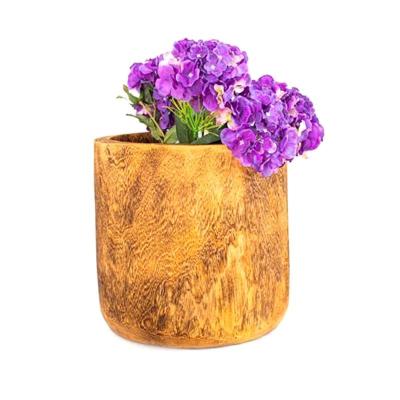 China Large Indoor Plant Rustic Wooden Wholesale Pot Planters Yulin Jiafu Flower Vase For Home Decor for sale