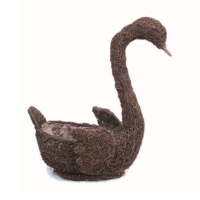 China Eco-Friendly Moss and Twine Animal Duck Topiary Flower Planter for sale