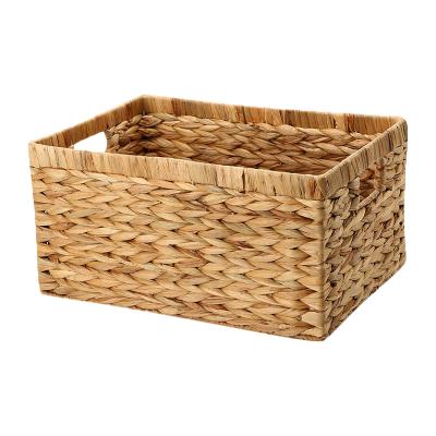 China Sustainable Wholesale Hand - Woven Square Water Hyacinth Laundry Hamper Set of 3 for sale