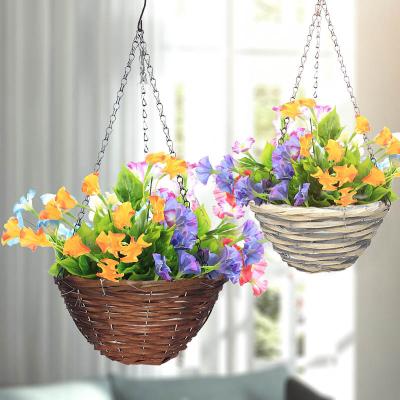 China Yulin Jiafu Eco-friendly Products Wholesale Decorative Flower Gathering Wicker Basket Woven Basket Planter Plant Hanging Pot for sale