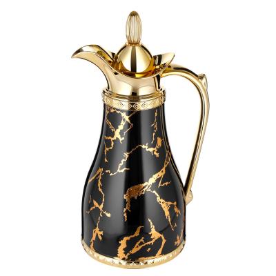 China 1 L Viable Gold Arabic Color Shell Glass Liner Coffee Flask Plastic Jar for Cafe Hotel Home Restaurant for sale