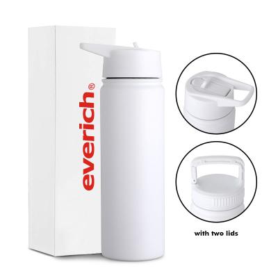 China Viable Custom Logo Double Wall Stainless Steel Water Bottle Vacuum Flask With Straw Lid Handle for sale