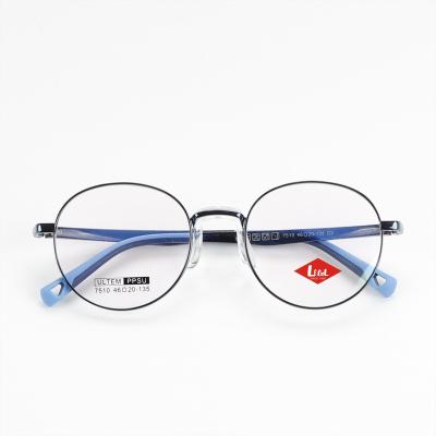 China Southeast Asia Latest Blue Children's Danyang Light Blocking Sight Glasses Folding Metal Slim Eyewear Designer Small Spectacle Online Myopic Frame for sale