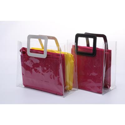 China Customized Foldable Transparent PVC Handled Clear Tote Shopping Bag for sale