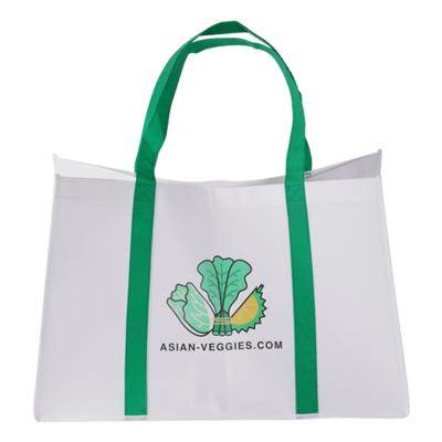 China Tote Wholesale Take Out Large Waterproof T-shirt Grocery Tote Carry Out Reusable Nonwoven Shop Bag Custom Made for sale