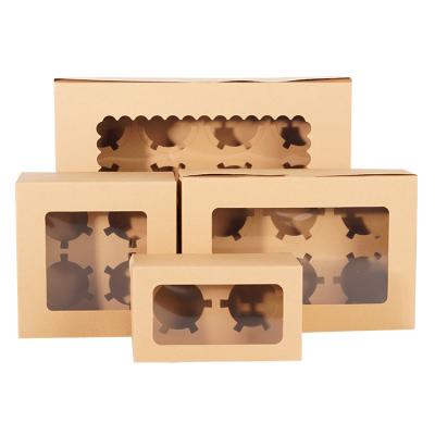 China Recyclable Brown Paper Packaging Boxes For Cakes Packing With Clear Porcelain Window for sale