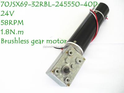 China 24V low noise and long life drip-proof worm gear DC brushless motor for gate opener from China manufacturer 70JSX69-32RBL for sale