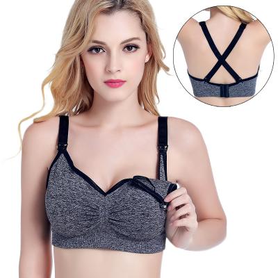 China Plus Size Pregnant Women Seamless Border No-Rim Steel-Rims Front Button Women Button Up Nursing Bra for sale