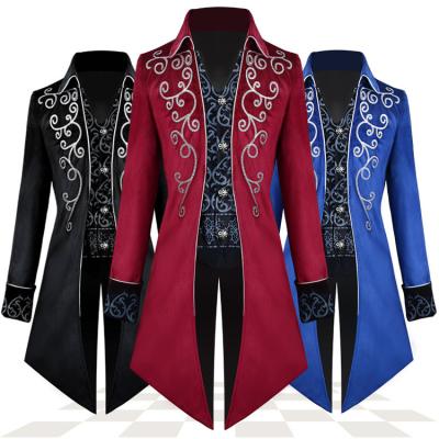 China Anti-Wrinkle Style Halloween Tuxedo Medieval Mid Length Men's Retro European And American Ditch New Men'S OVERCOAT Coat Punk Outwear Polyester for sale