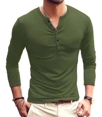 China 2022 Men's Anti-pilling Casual Slim Fit Henley Long Sleeve Fashion Basic T-Shirt for sale