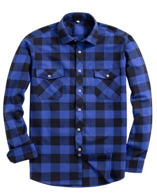 China Anti-pilling 2022 Men's Button Down Plaid Regular Fit Flannel Long Sleeve Casual Shirts for sale