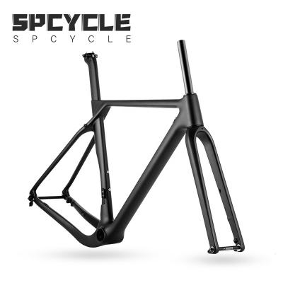 China Spcycle T1000 Full Carbon Disc Frame Max Tire 700x40C Gravel Bike Carbon Flat Frame Cyclocross Gravel Bike Frameset for sale