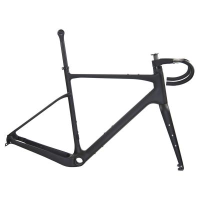 China Gravel Bikes 2021 New 700C T1000 Cable 700C Gravel Frame Mount Disc Brake Full Hidden Flat Carbon Gravel Bike Frameset for sale