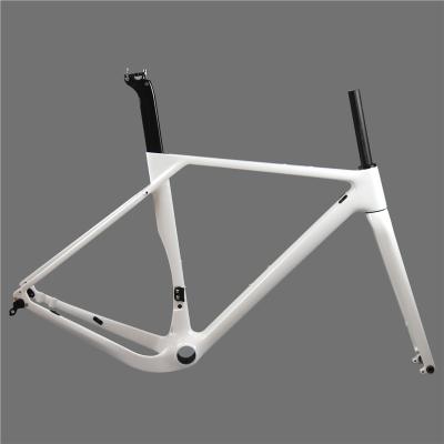 China Road Bikes Custom Full Color 700C Carbon Cyclocross Bicycle Frames By Axle Disc Brake T1000 Carbon Gravel Bike Frameset for sale