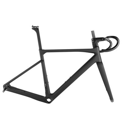 China Road Bikes 2022 New All Inner Cable Disc Road Carbon Frame T1000 Carbon Road Bike Frame Max Tire 700x32C Racing Bicycle Frameset for sale