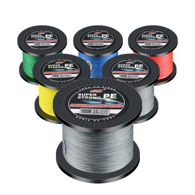 China Anti-bite / 1000m high strength fishing line woven PE yarn 4 wire fishing line for sale