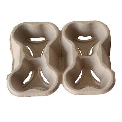 China Pulp Mold Coffee Cup Holder Biodegradable Recycled Paper Tray for 4 Cup Separable Cup Tray Coffee for sale