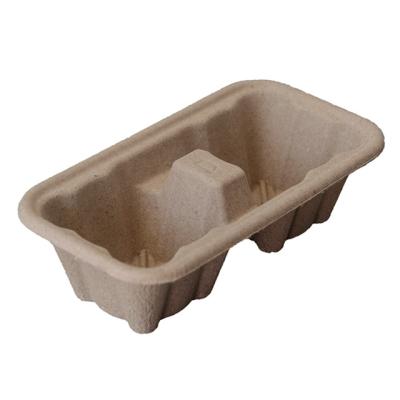 China Biodegradable Recycled Paper Pulp Mold 2 Cup Tray Biodegradable Paper Cups for sale