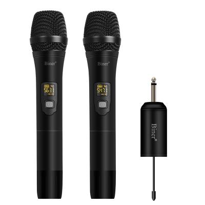 China Protable Biner W2 Professional Karaoke Dynamic Microphone Radio Handheld UHF Microphone For Church Speech for sale