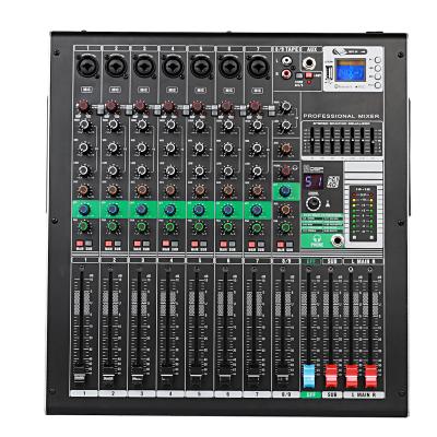 China Disco\Bar\Club\Home Biner GM9 Buit-in 99 Types DSP Effects With 600W+600W Power Amplifier 9 Channels Sound Mixing Console Powered Audio Mixer for sale