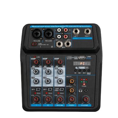 China Disco\bar\club\Biner U4 Professional 4 Channel Mixer Home Audio Computer Recording Live Digital Sound Music Mini Audio Console for sale